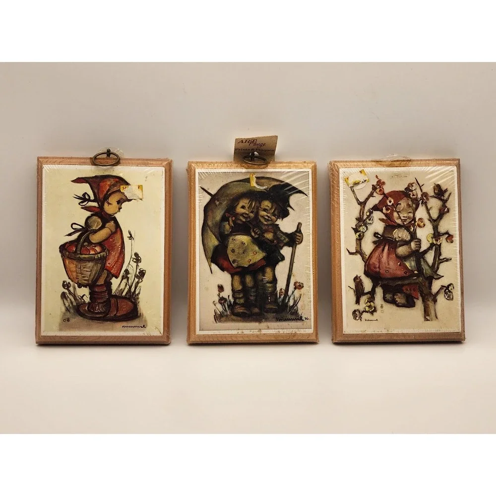 Vintage Evans Retro Wool Plaque Kitschy Kids Wall Art Decor Umbrella Kiss‎